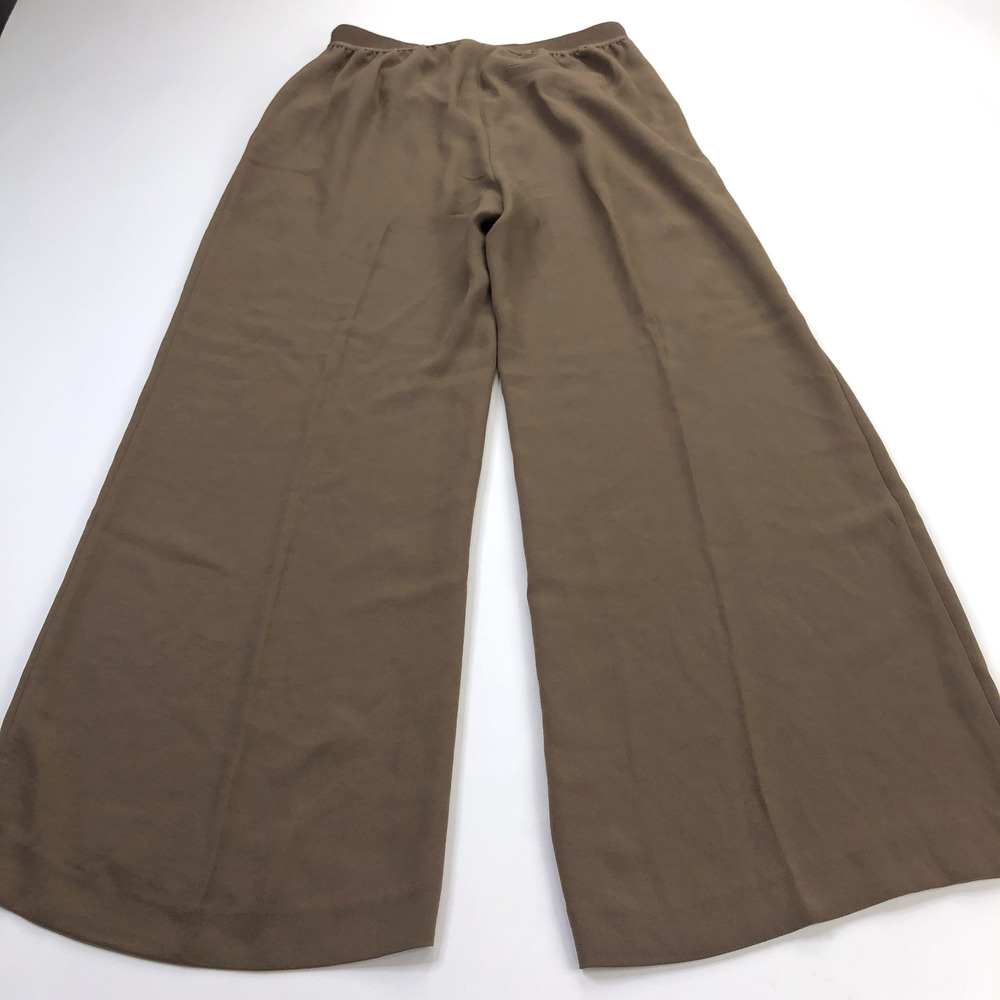 Spanx Crepe Palazzo LG (Fit 30W 31L) High Rise Wide Leg Pleated Pants Brown MINT